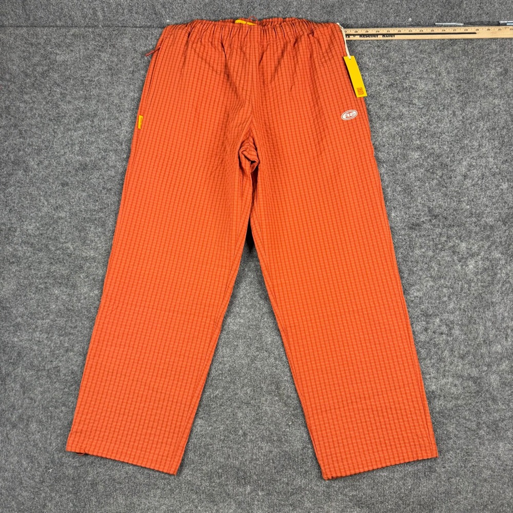 Round Two Pants Mens Size 30 Orange Grid Pattern Straight Leg Streetwear NWT